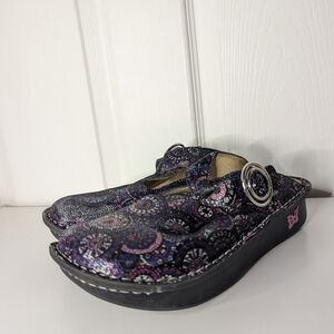 Alegria Womens Shoes Size 37/US 6.5-7 Purple Leather Comfort Mules Alg